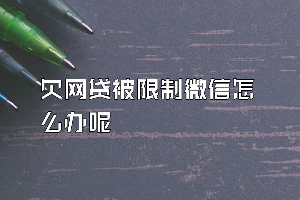 欠网贷被限制微信怎么办呢