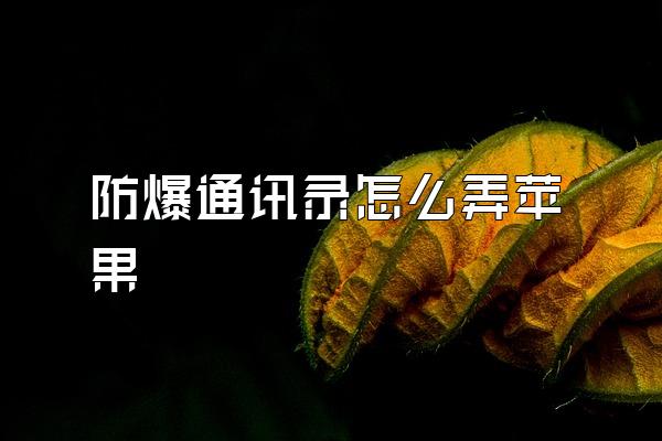 防爆通讯录怎么弄苹果