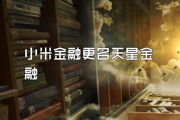 小米金融更名天星金融