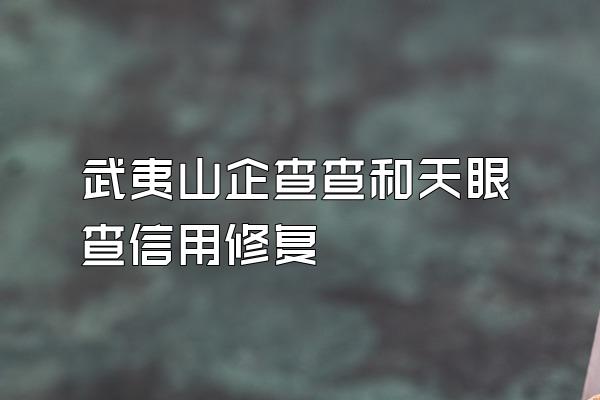 武夷山企查查和天眼查信用修复