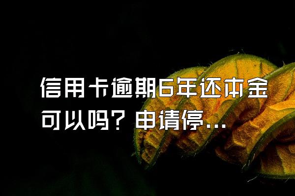 信用卡逾期6年还本金可以吗？申请停息挂账有什么好处？