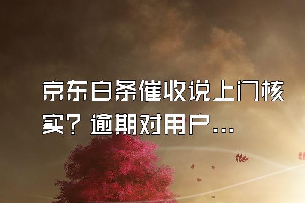 京东白条催收说上门核实？逾期对用户来说信用会影响吗？