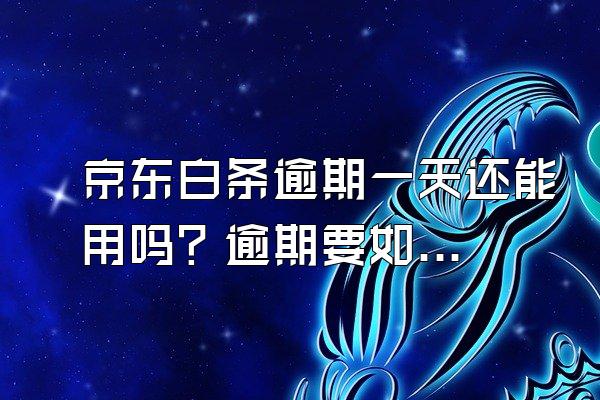 京东白条逾期一天还能用吗？逾期要如何解决？
