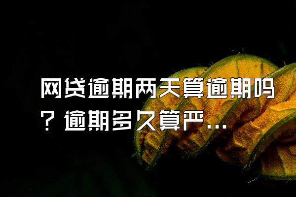 网贷逾期两天算逾期吗？逾期多久算严重？