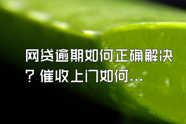 网贷逾期如何正确解决？催收上门如何处理？