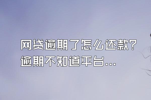 网贷逾期了怎么还款？逾期不知道平台怎么还款？