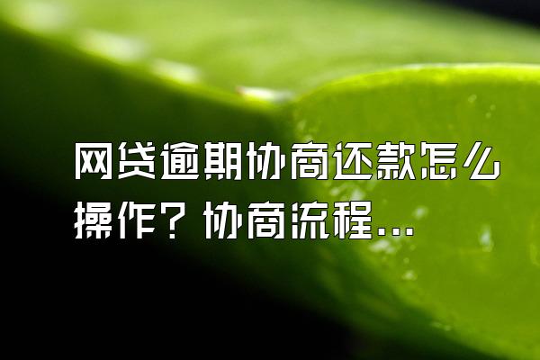 网贷逾期协商还款怎么操作？协商流程？