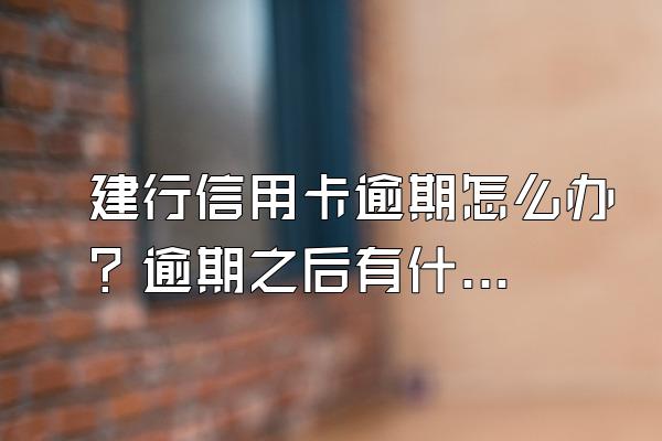 建行信用卡逾期怎么办？逾期之后有什么后果？