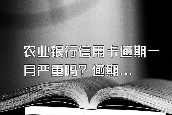 农业银行信用卡逾期一月严重吗？逾期怎么办？