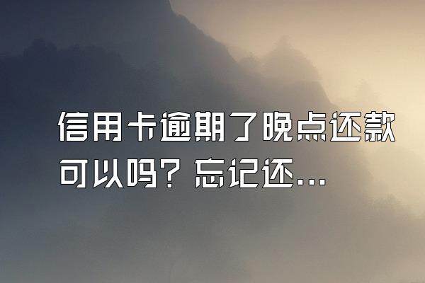 信用卡逾期了晚点还款可以吗？忘记还款逾期了怎么办？
