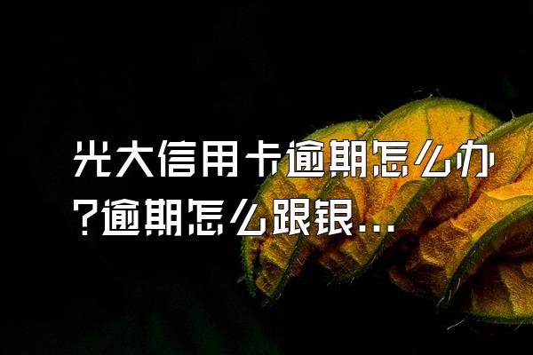 光大信用卡逾期怎么办?逾期怎么跟银行协商解决?