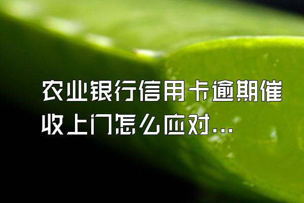 农业银行信用卡逾期催收上门怎么应对？什么时候会上门催收？