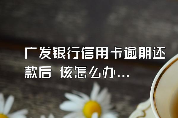 广发银行信用卡逾期还款后 该怎么办?