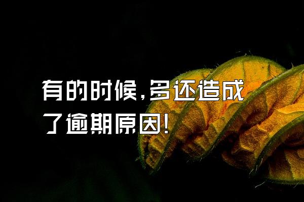 有的时候,多还造成了逾期原因!