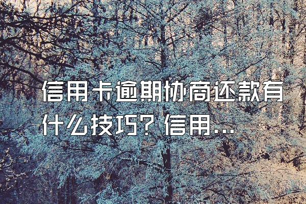 信用卡逾期协商还款有什么技巧？信用卡逾期协商还款有什么条件？