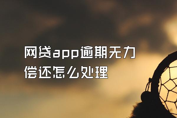 网贷app逾期无力偿还怎么处理