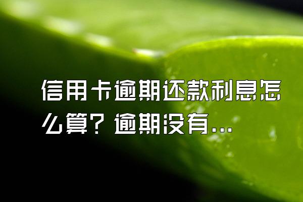 信用卡逾期还款利息怎么算？逾期没有还款要交滞纳金吗？