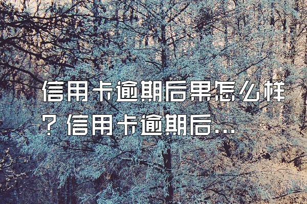 信用卡逾期后果怎么样？信用卡逾期后哪些事情不要做？