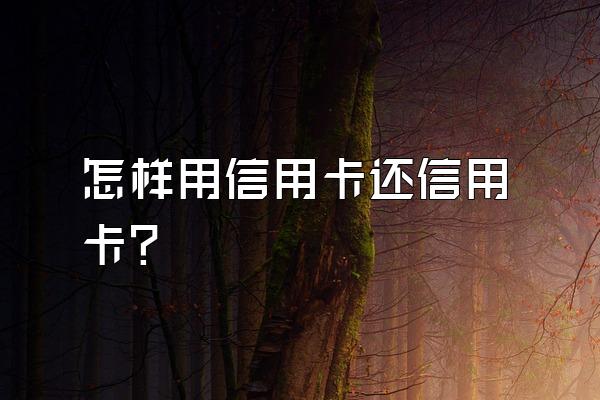 怎样用信用卡还信用卡？