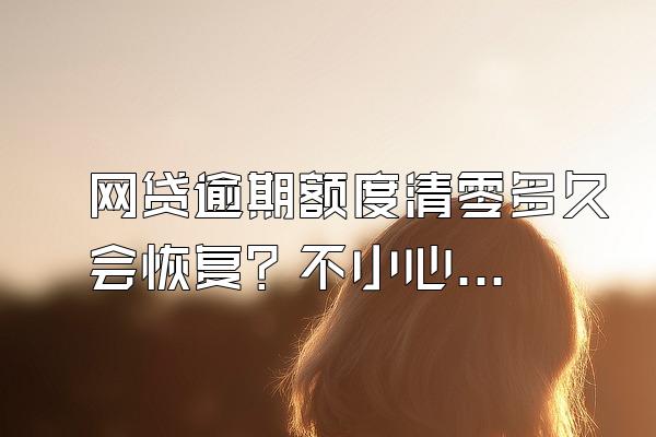 网贷逾期额度清零多久会恢复？不小心逾期了怎么办？