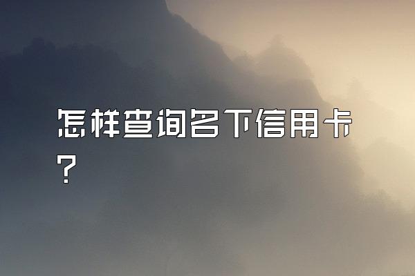 怎样查询名下信用卡？