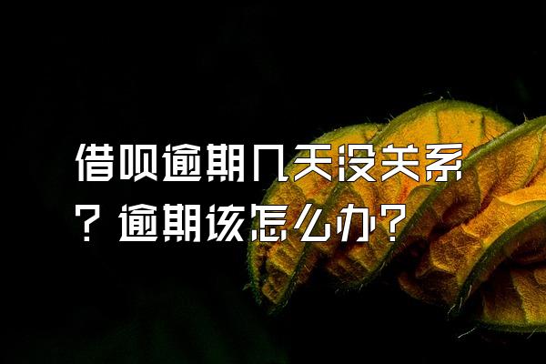 借呗逾期几天没关系？逾期该怎么办？