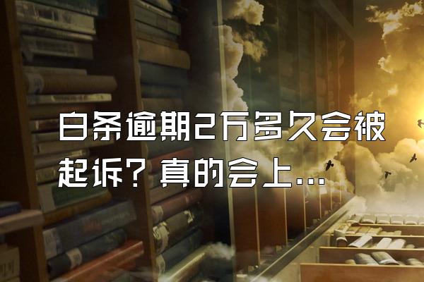 白条逾期2万多久会被起诉？真的会上门吗？