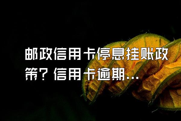 邮政信用卡停息挂账政策？信用卡逾期会有什么后果？