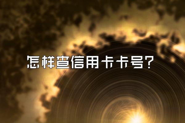 怎样查信用卡卡号？