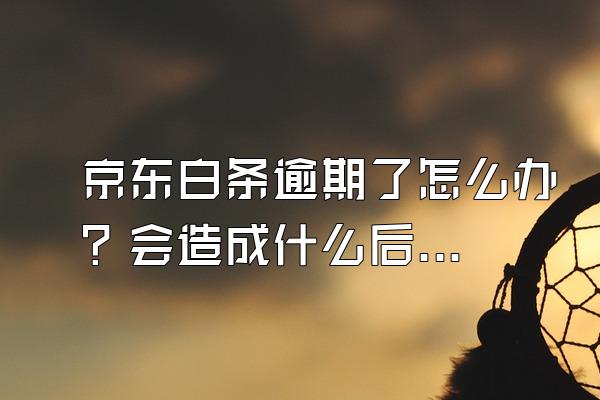 京东白条逾期了怎么办？会造成什么后果？