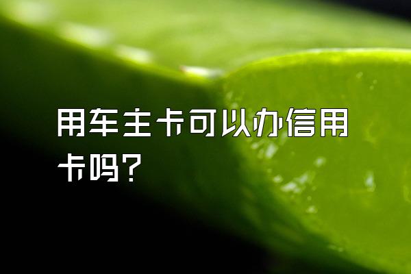 用车主卡可以办信用卡吗？