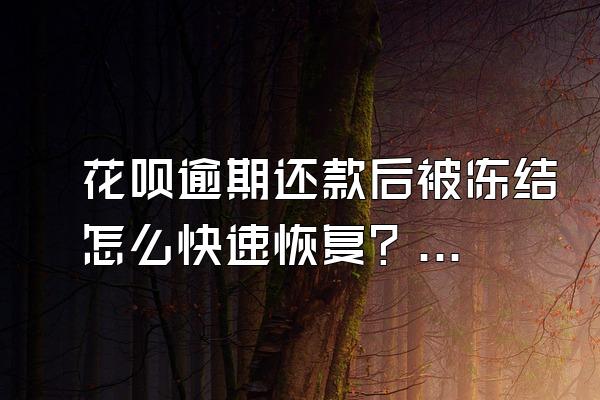 花呗逾期还款后被冻结怎么快速恢复？对个人信用有影响吗？