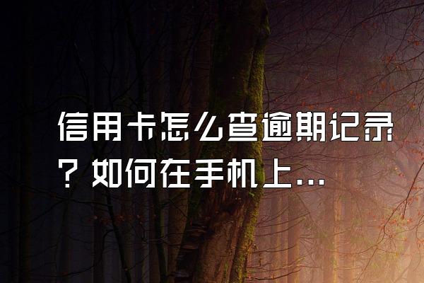信用卡怎么查逾期记录？如何在手机上查？