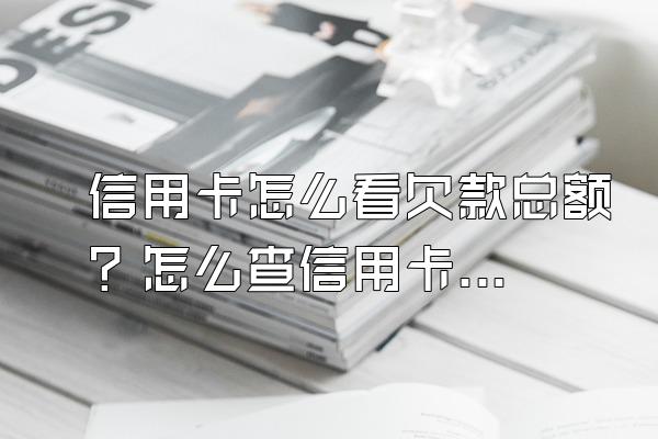 信用卡怎么看欠款总额？怎么查信用卡有没有逾期记录？