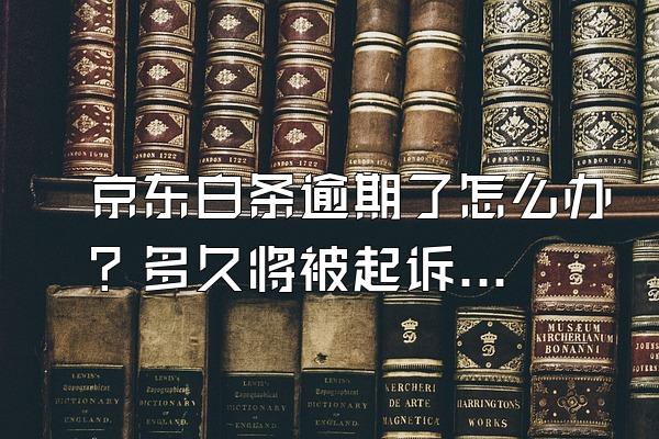 京东白条逾期了怎么办？多久将被起诉？