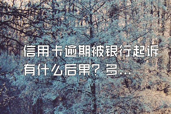 信用卡逾期被银行起诉有什么后果？多久不还会被起诉？