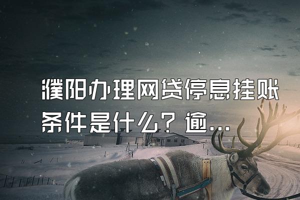 濮阳办理网贷停息挂账条件是什么？逾期会不会坐牢？