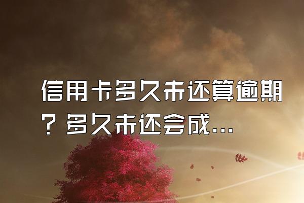 信用卡多久未还算逾期？多久未还会成为失信人？