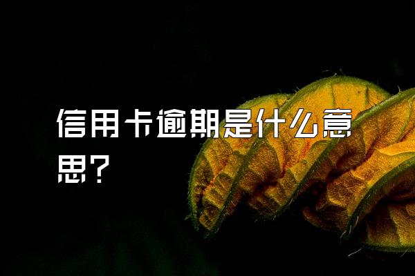 信用卡逾期是什么意思？