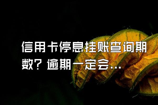 信用卡停息挂账查询期数？逾期一定会被起诉吗
