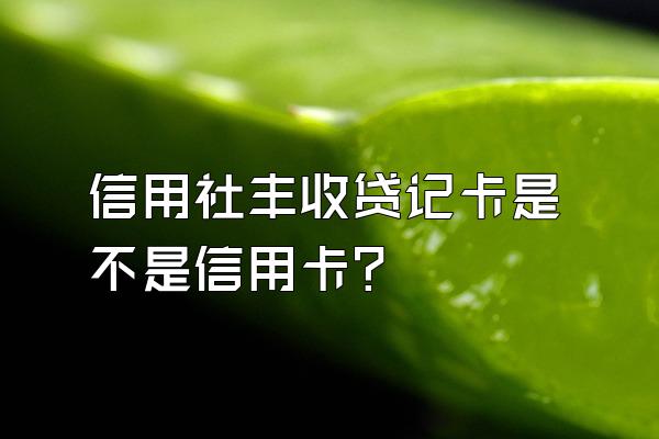 信用社丰收贷记卡是不是信用卡？