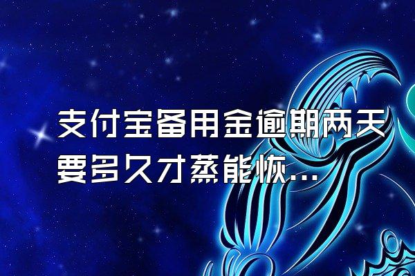 支付宝备用金逾期两天要多久才蒸能恢复使用