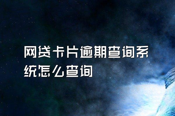 网贷卡片逾期查询系统怎么查询