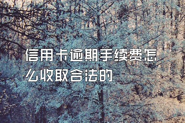 信用卡逾期手续费怎么收取合法的