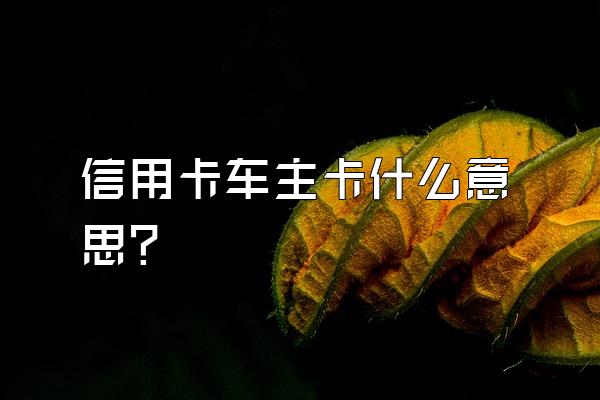 信用卡车主卡什么意思？