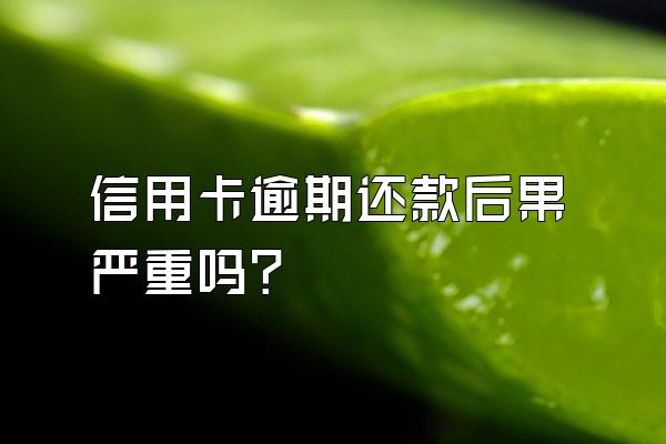 信用卡逾期还款后果严重吗？
