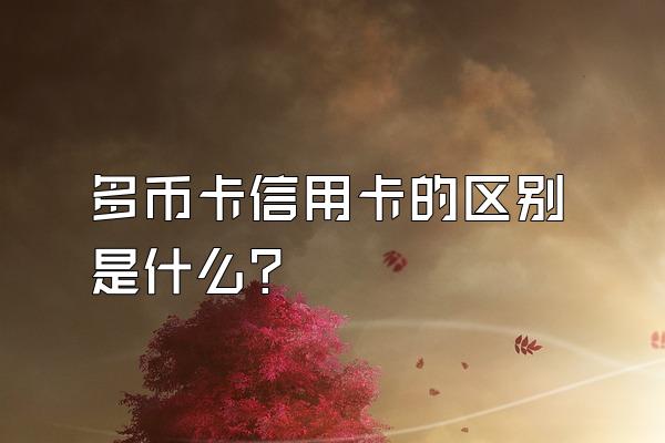 多币卡信用卡的区别是什么？