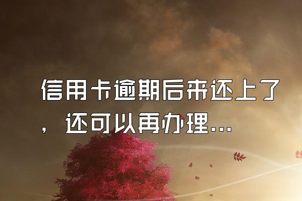 信用卡逾期后来还上了，还可以再办理信用卡吗?