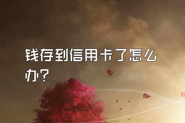 钱存到信用卡了怎么办？