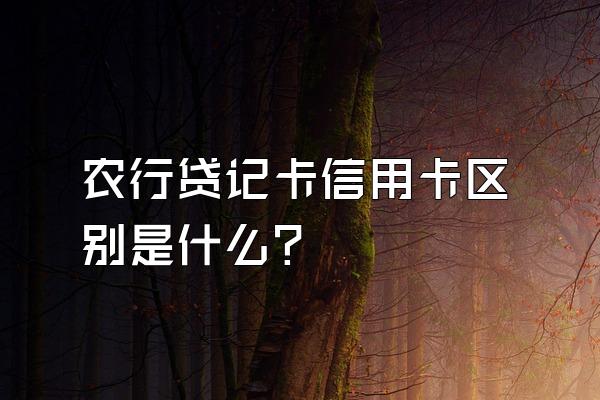 农行贷记卡信用卡区别是什么？